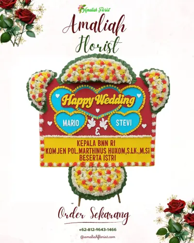 Karangan Papan Bunga Pernikahan di Glonggong